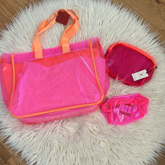 NWT Neon Pink and Orange Beach Bag Bundle (3 items) - Picture 2 of 11
